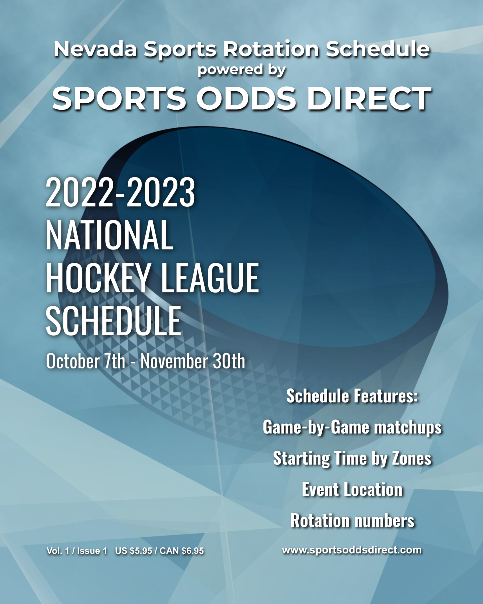2022-2023 National Hockey League Schedule, Book 1 (Pre-Order, Digital Edition) - Sports Gaming